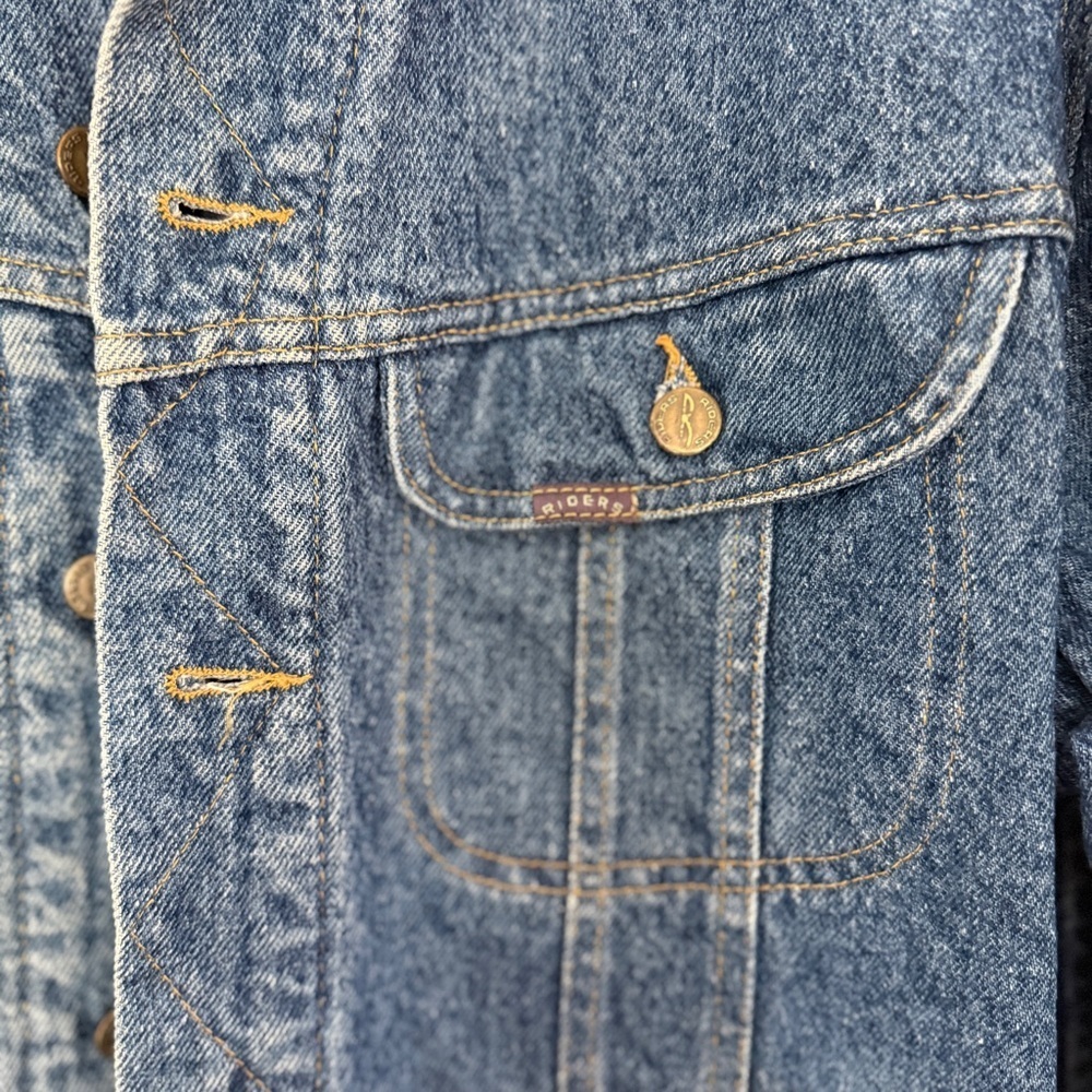Riders by Lee Blue Denim Jacket with Tan Corduroy Collar size Large - Picture 5 of 14
